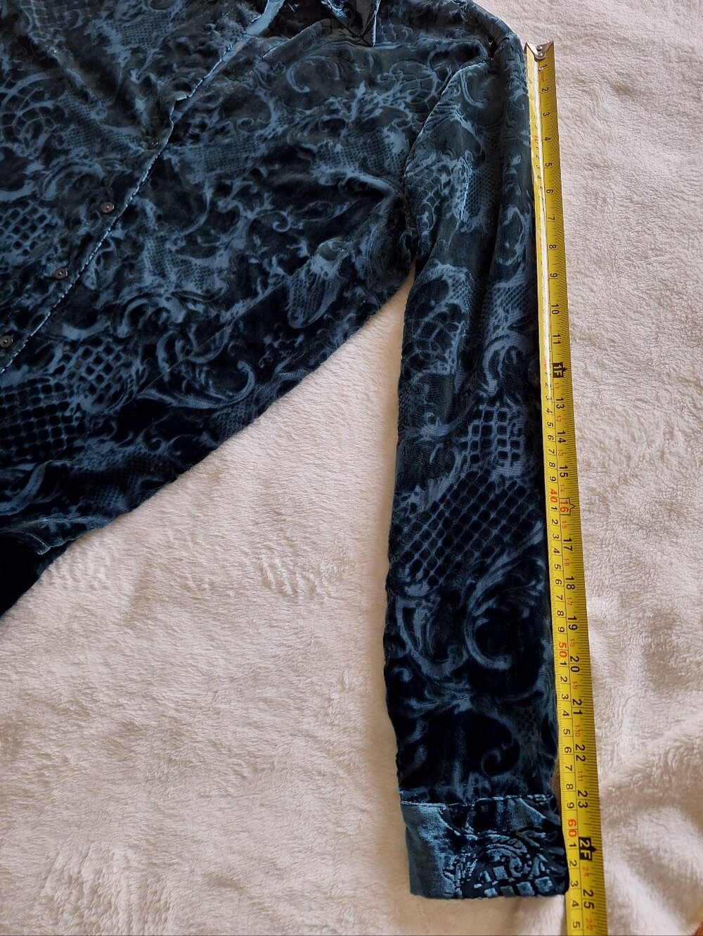 L'AGENCE Laurent Burnout Velvet Baroque Paisley Long Sleeve Blouse Size M - Picture 7 of 10